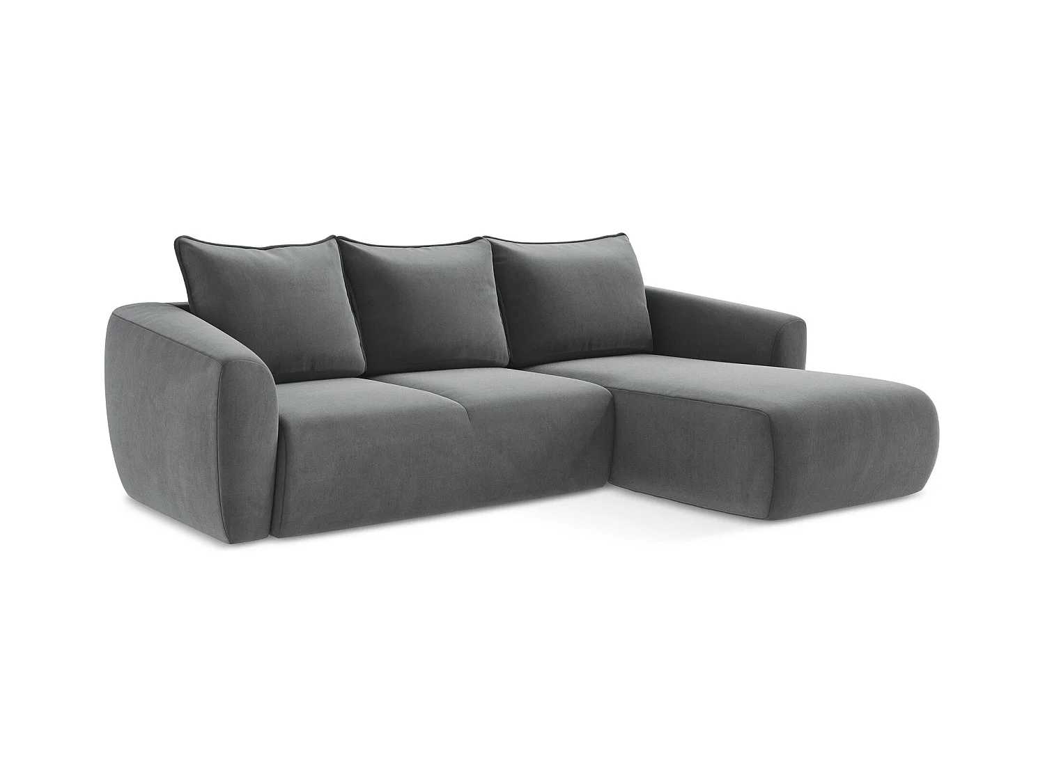 Ecksofa mit Schlaffunktion - Ecke Rechts - Samt - Stahl - GUAVA