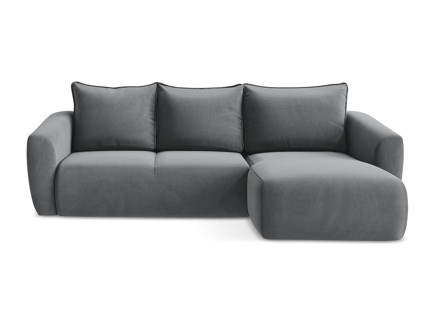 Canapé d'angle droit convertible en velours - acier - GUAVA