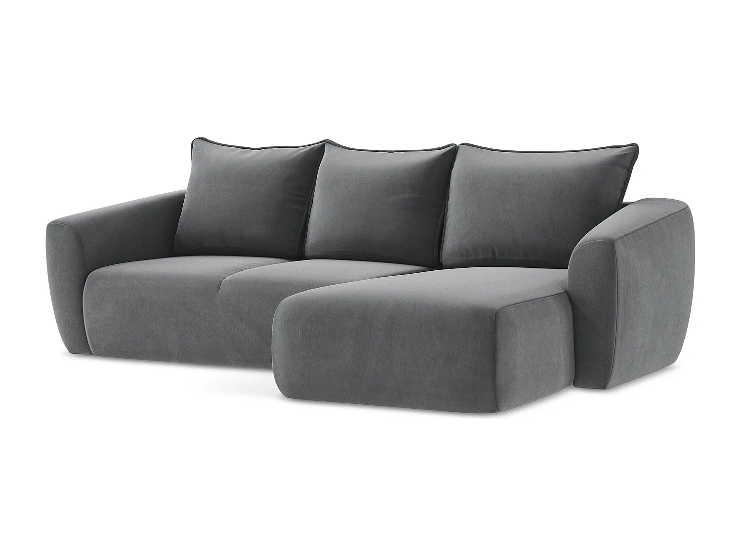 Canapé d'angle droit convertible en velours - acier - GUAVA