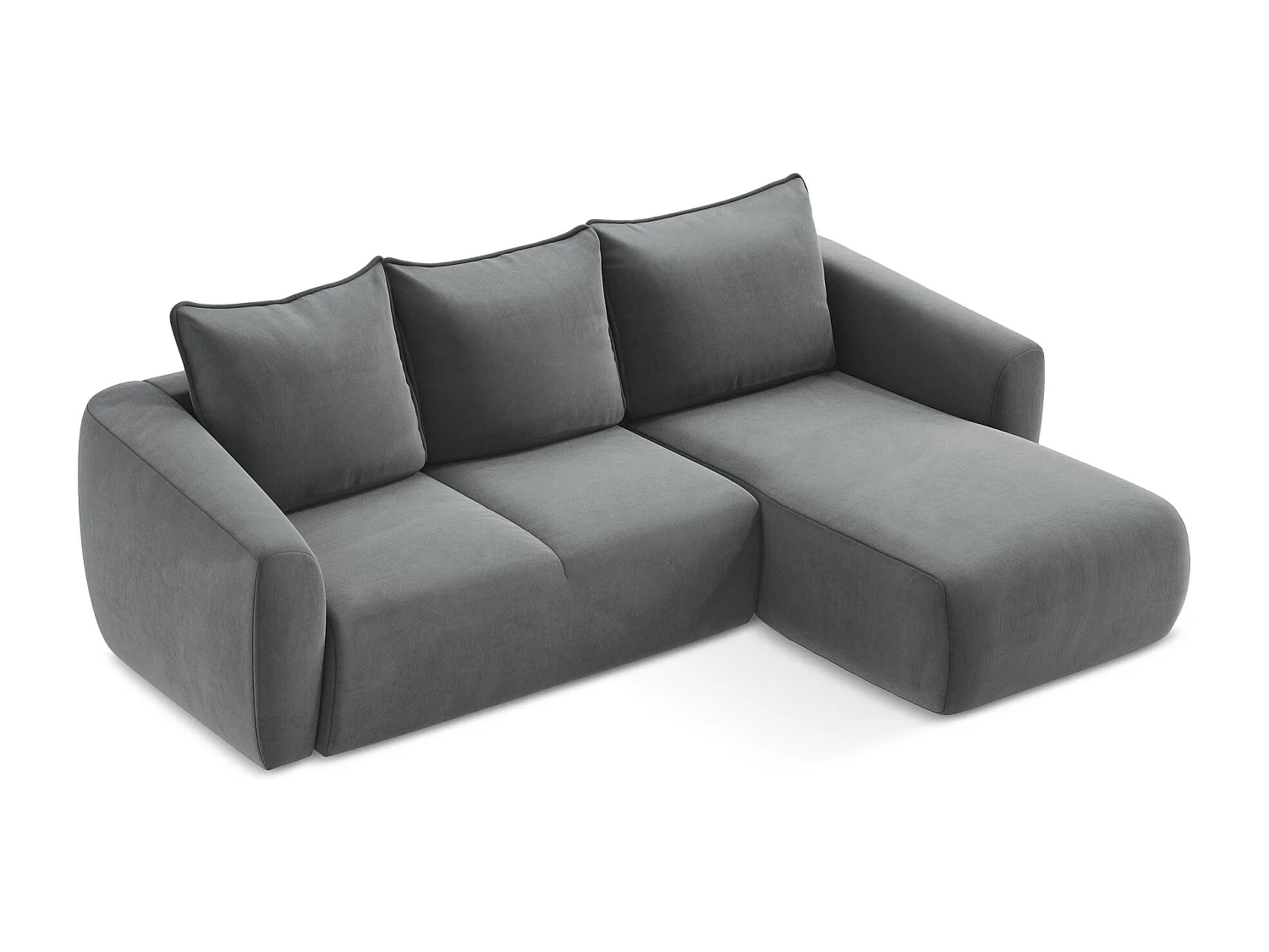 Canapé d'angle droit convertible en velours - acier - GUAVA