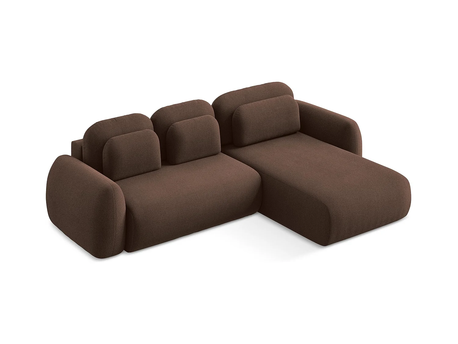 Canapé d'angle droit convertible en tissu bouclette - taupe - LOHI