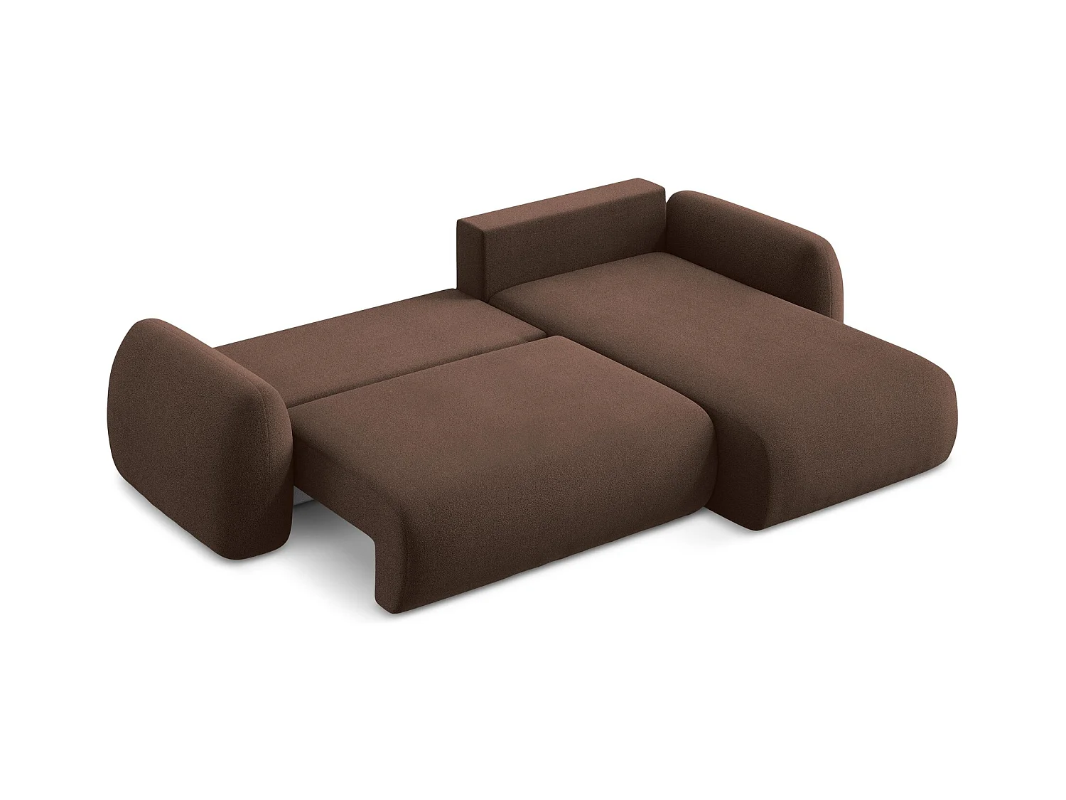 Canapé d'angle droit convertible en tissu bouclette - taupe - LOHI
