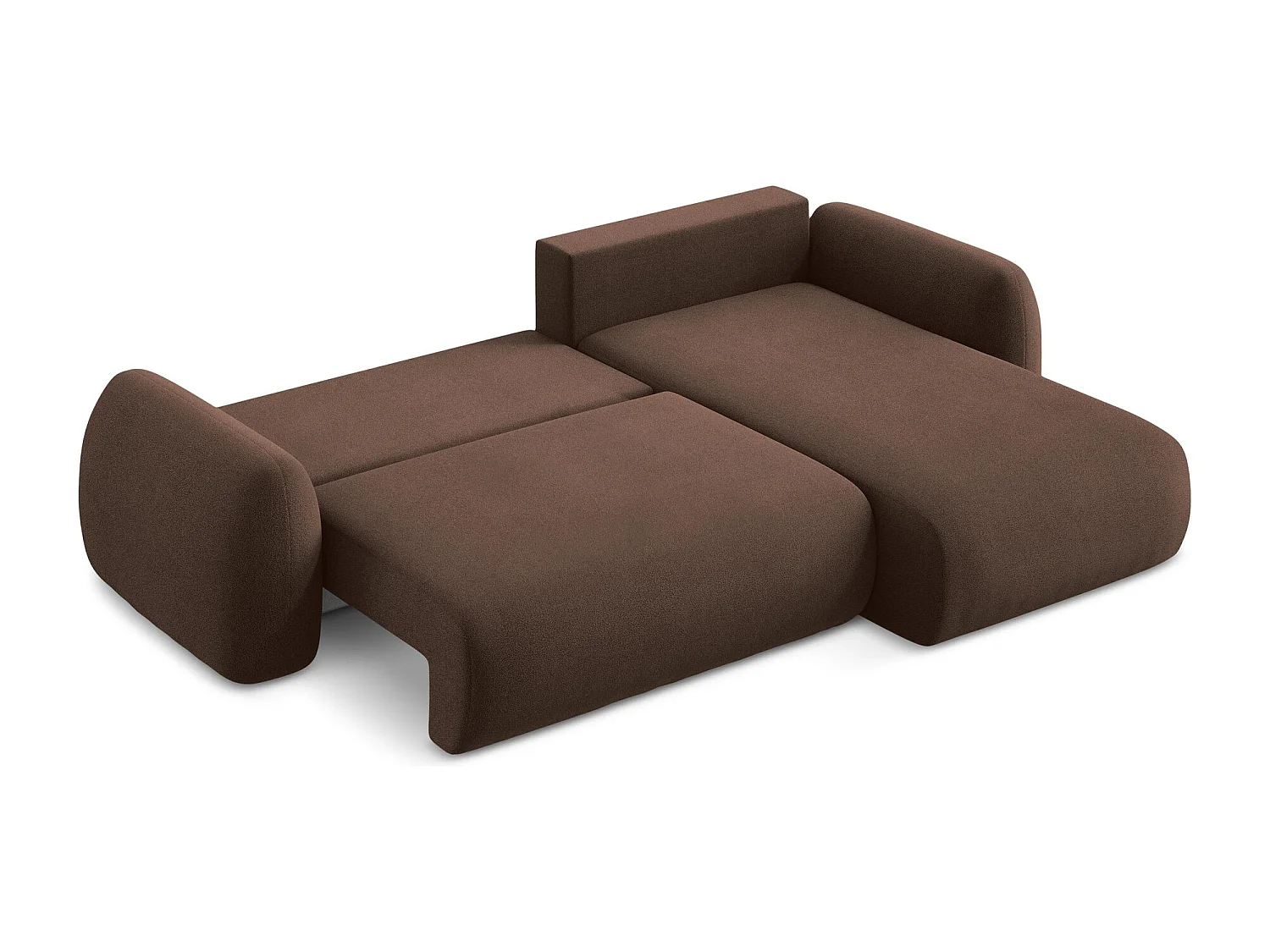 Canapé d'angle droit convertible en tissu bouclette - taupe - LOHI