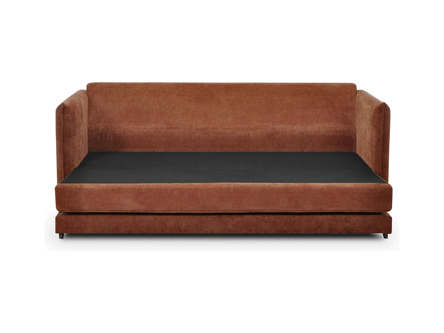 Canapé 3 places convertible en tissu chenille - terre cuite - PIKO