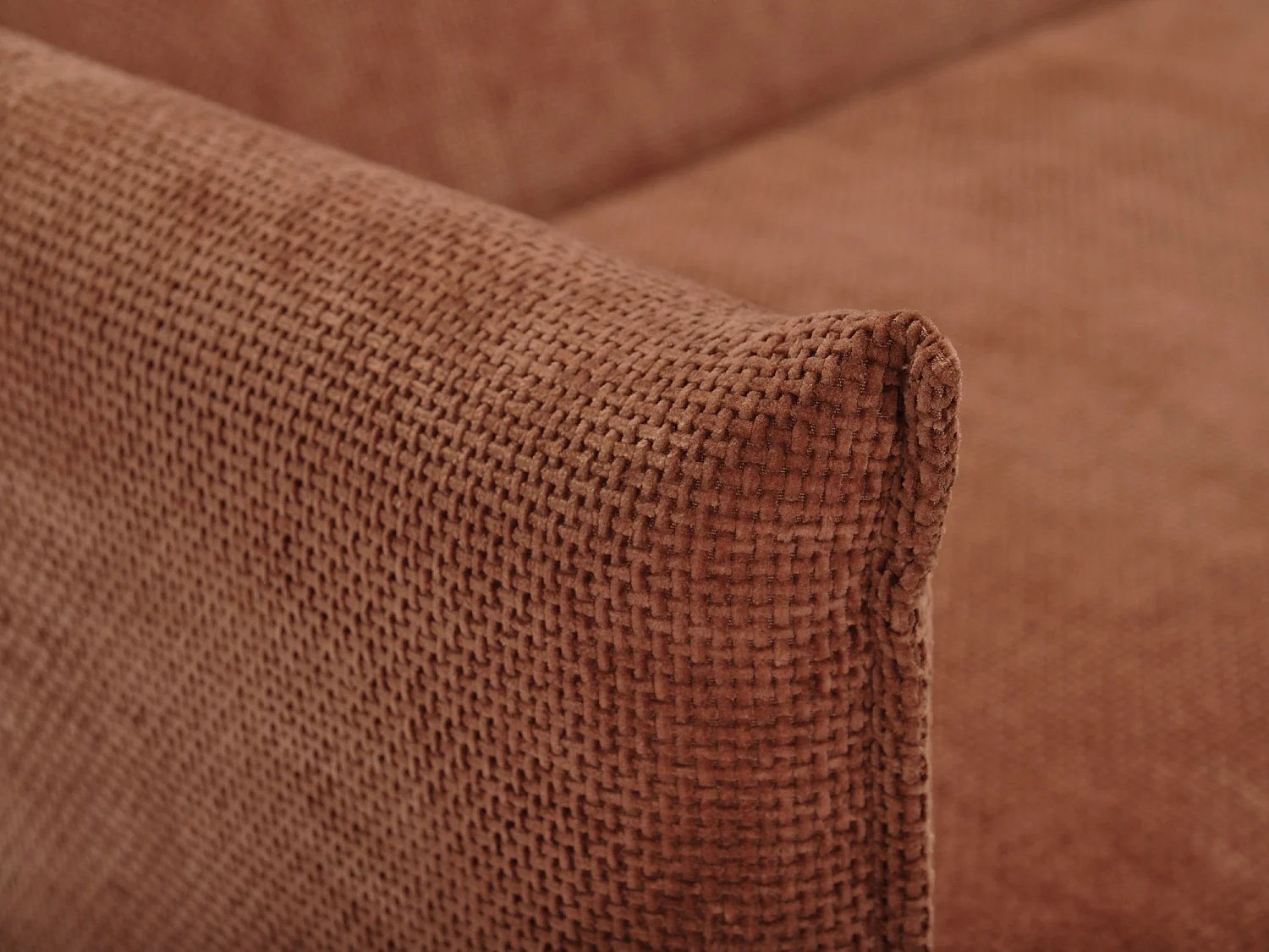 Canapé 3 places convertible en tissu chenille - terre cuite - PIKO