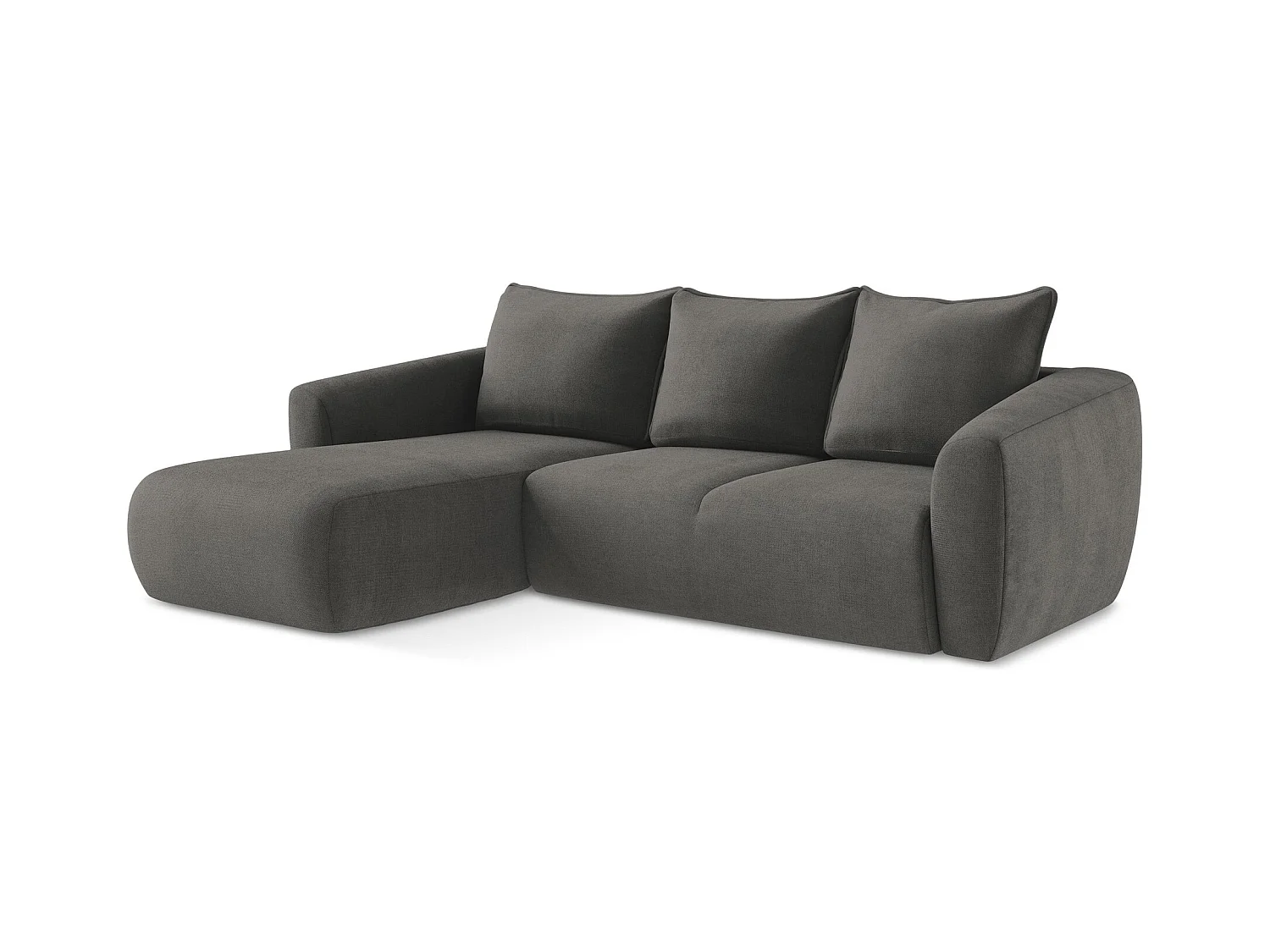 3-Sitzer Ecksofa mit Schlaffunktion - Ecke Links - Strukturstoff - Dunkelgrau - GUAVA