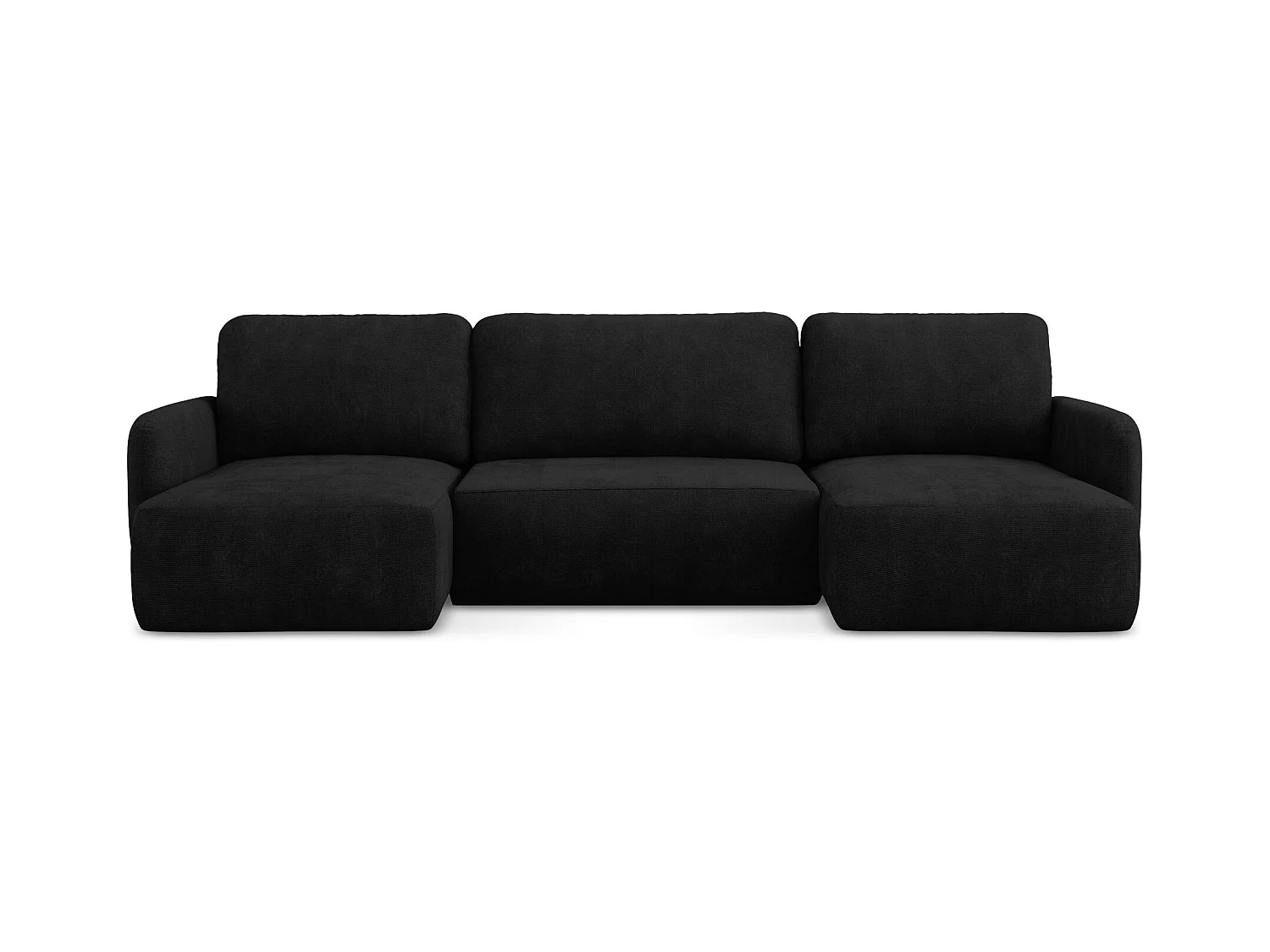 Canapé panoramique 4 places convertible en tissu chenille - noir - LILO