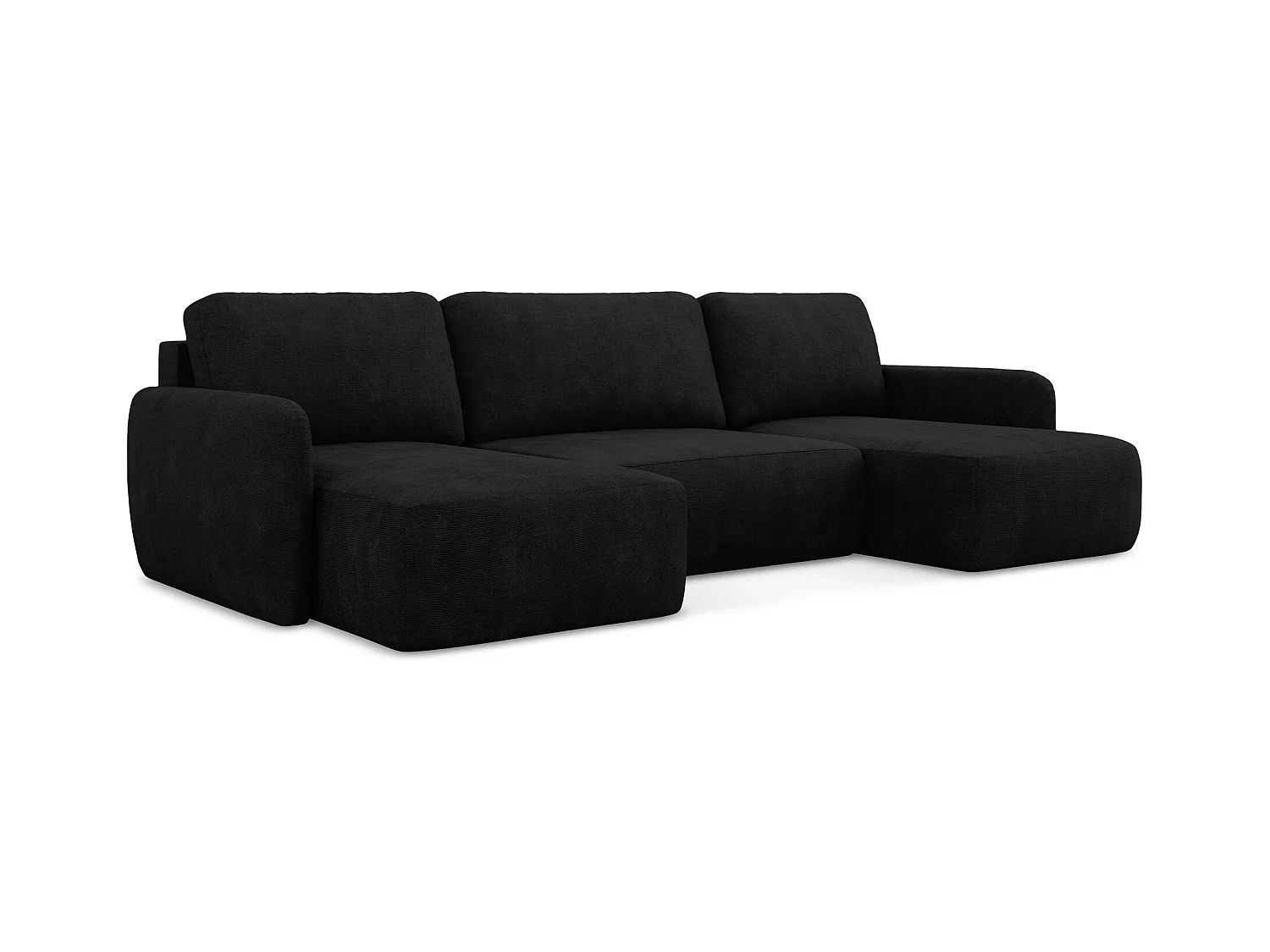 Wohnlandschaft mit Schlaffunktion - Chenille - Schwarz - LILO