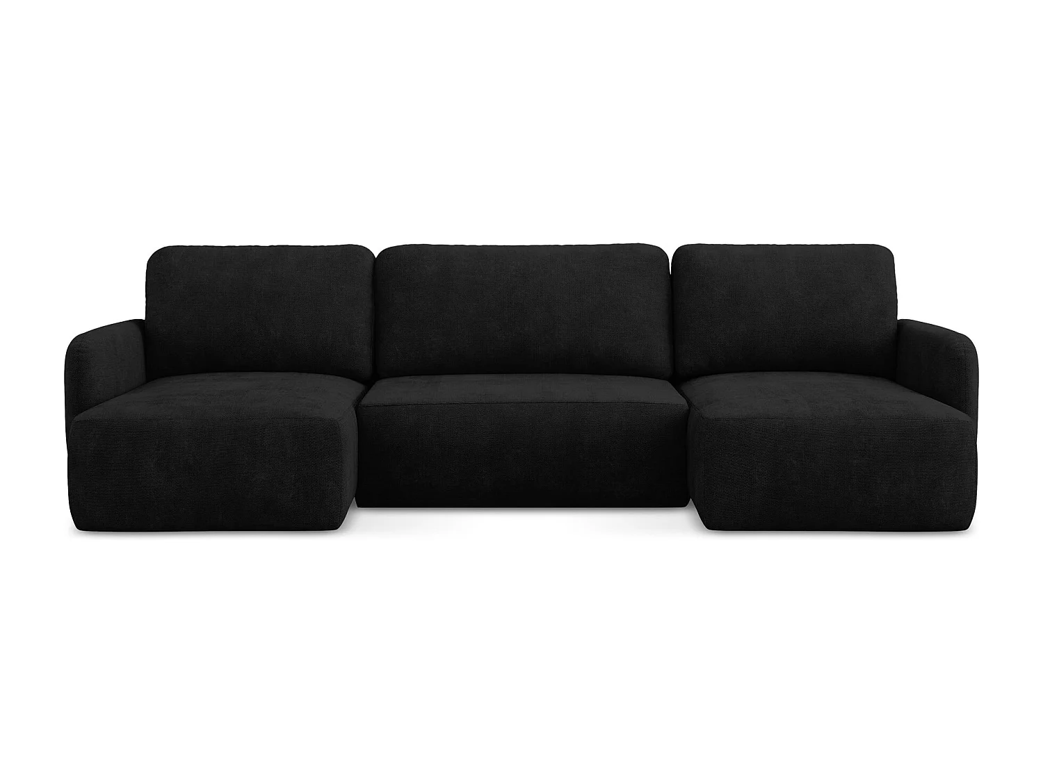 Canapé panoramique 4 places convertible en tissu chenille - noir - LILO