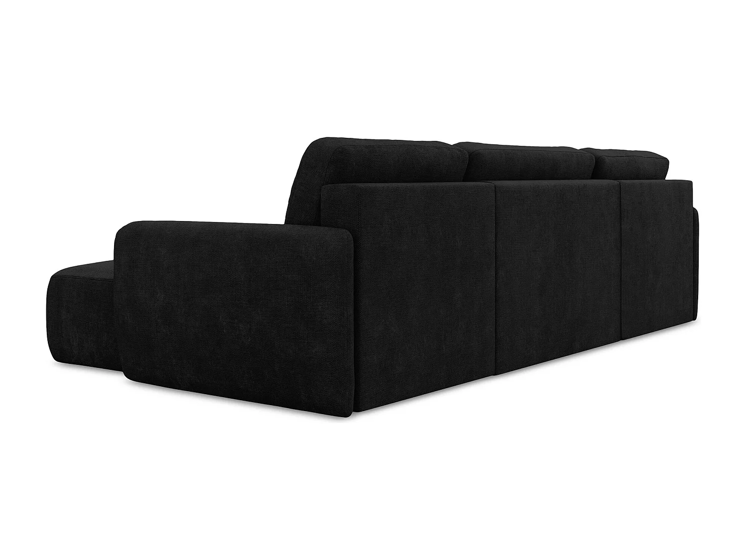 Canapé panoramique 4 places convertible en tissu chenille - noir - LILO