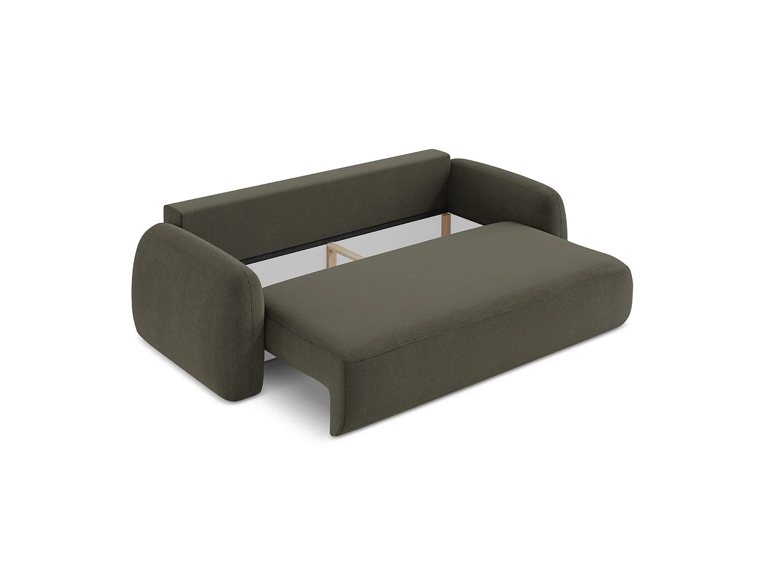 Canapé 3 places convertible en tissu texturé - taupe - AMALFI