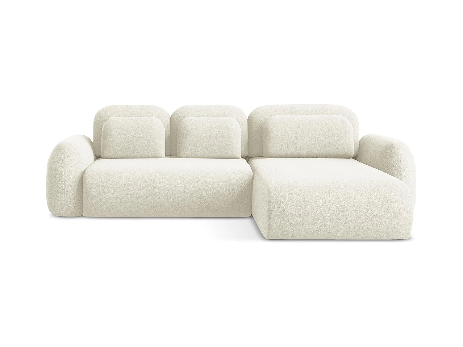 Canapé d'angle droit convertible en tissu bouclette - beige clair - LOHI