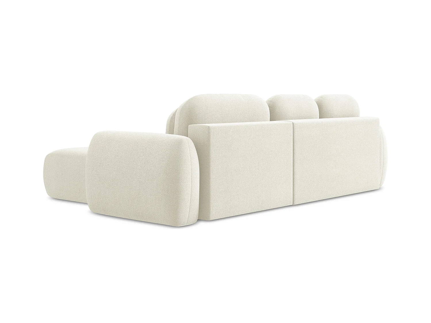 Canapé d'angle droit convertible en tissu bouclette - beige clair - LOHI