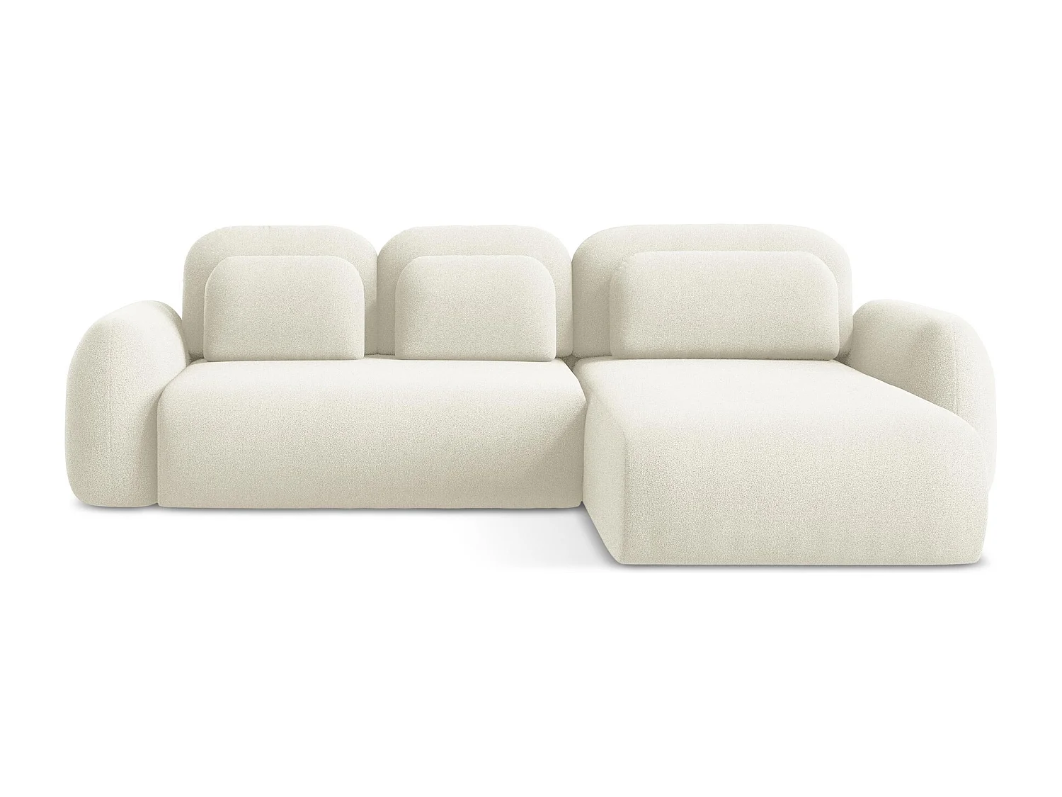 Canapé d'angle droit convertible en tissu bouclette - beige clair - LOHI