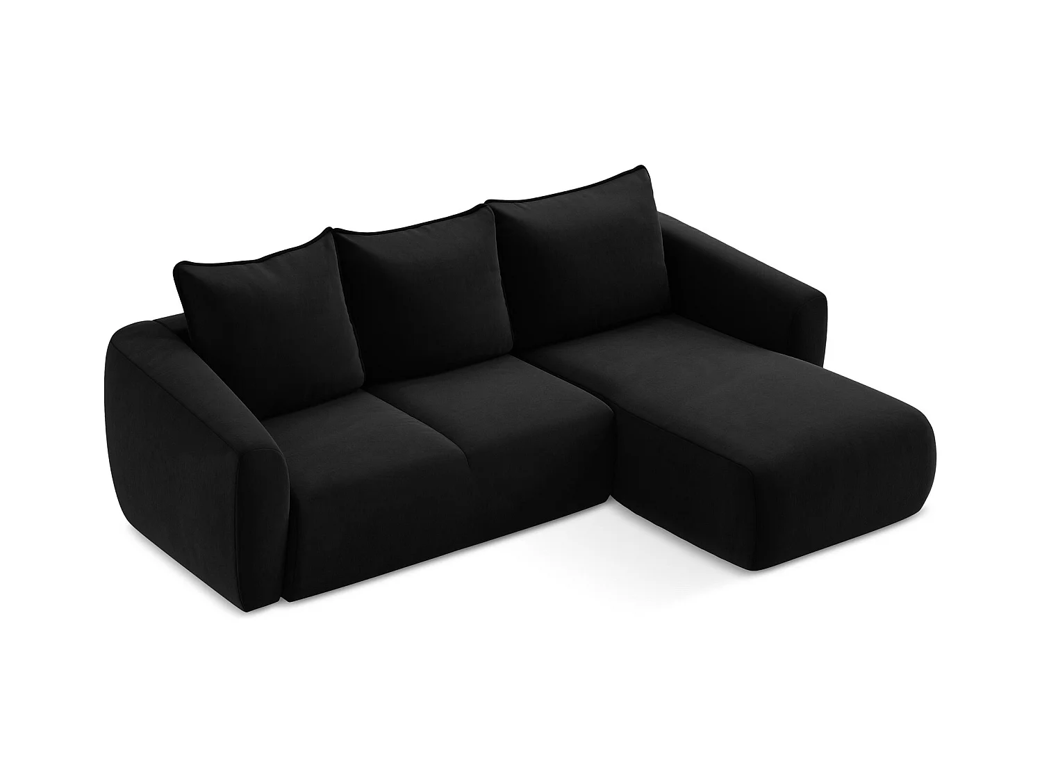 Canapé d'angle droit convertible en velours - noir - GUAVA