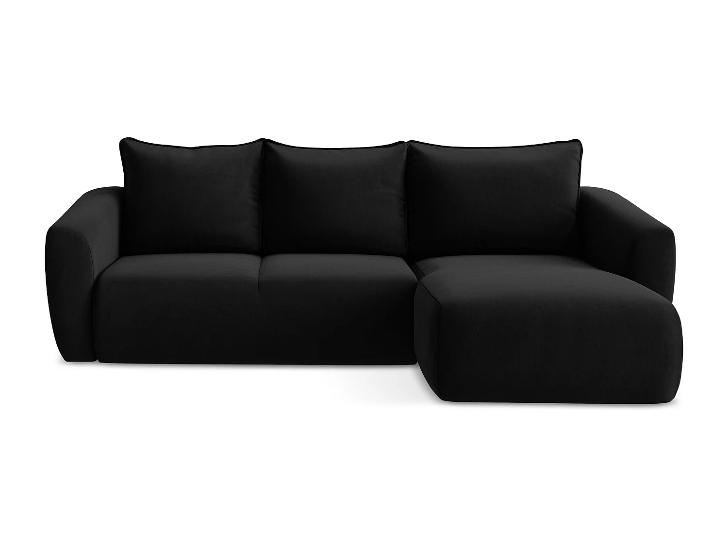 Canapé d'angle droit convertible en velours - noir - GUAVA