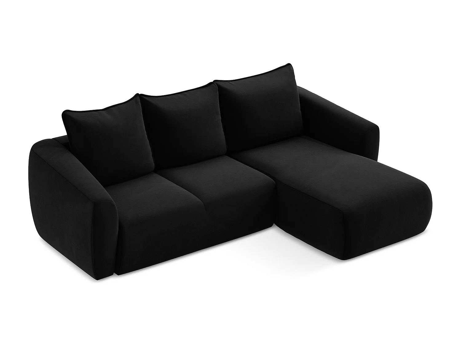 Canapé d'angle droit convertible en velours - noir - GUAVA