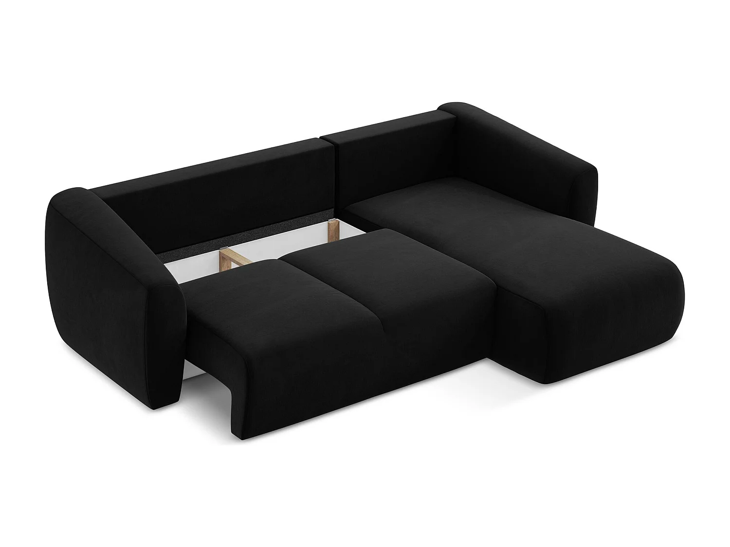 Canapé d'angle droit convertible en velours - noir - GUAVA