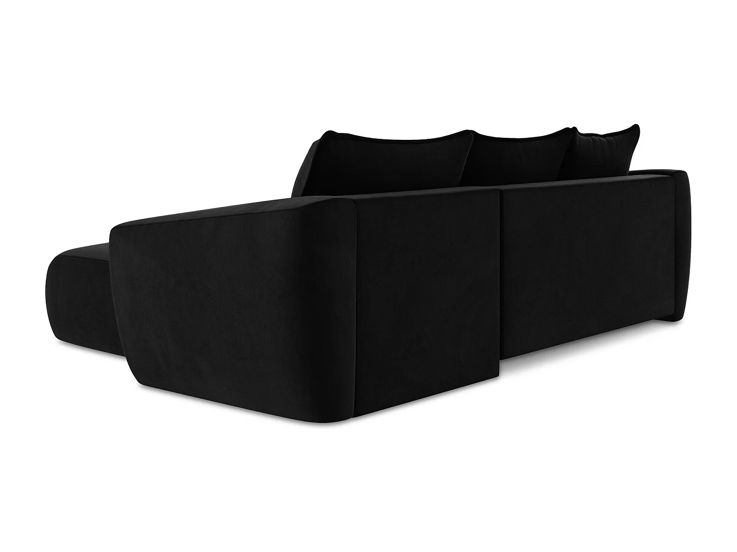 Canapé d'angle droit convertible en velours - noir - GUAVA
