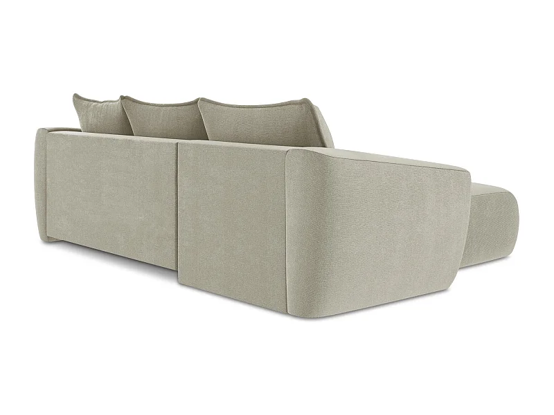 3-Sitzer Ecksofa mit Schlaffunktion - Ecke Links - Strukturstoff - Hell beige - GUAVA