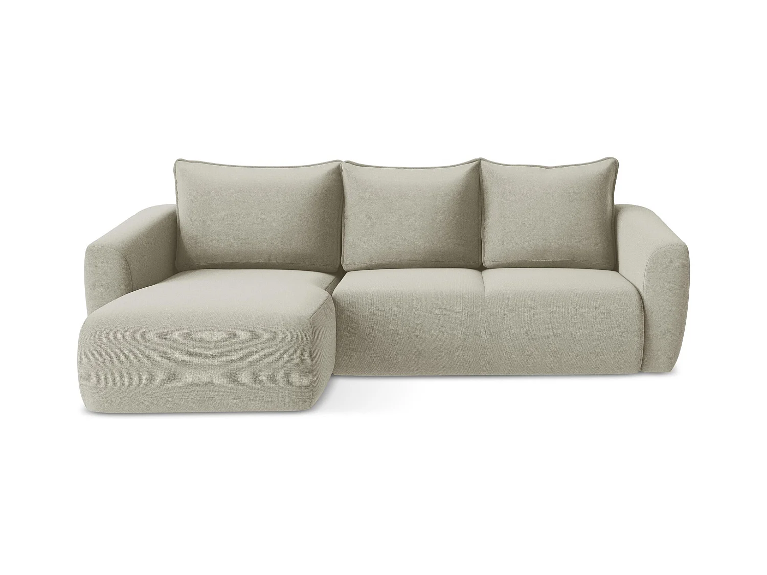 Canapé d’angle 3 places gauche convertible en tissu texturé - beige clair - GUAVA