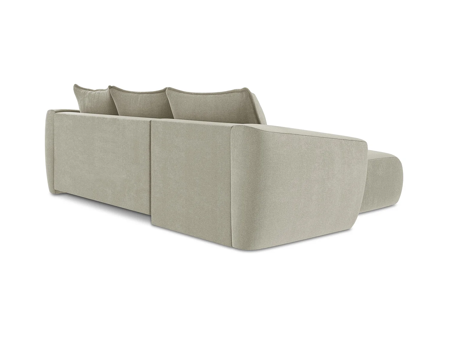 Canapé d’angle 3 places gauche convertible en tissu texturé - beige clair - GUAVA