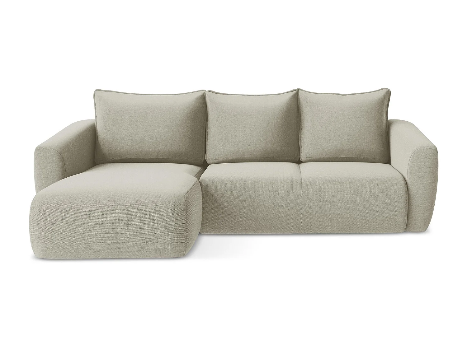 Canapé d’angle 3 places gauche convertible en tissu texturé - beige clair - GUAVA