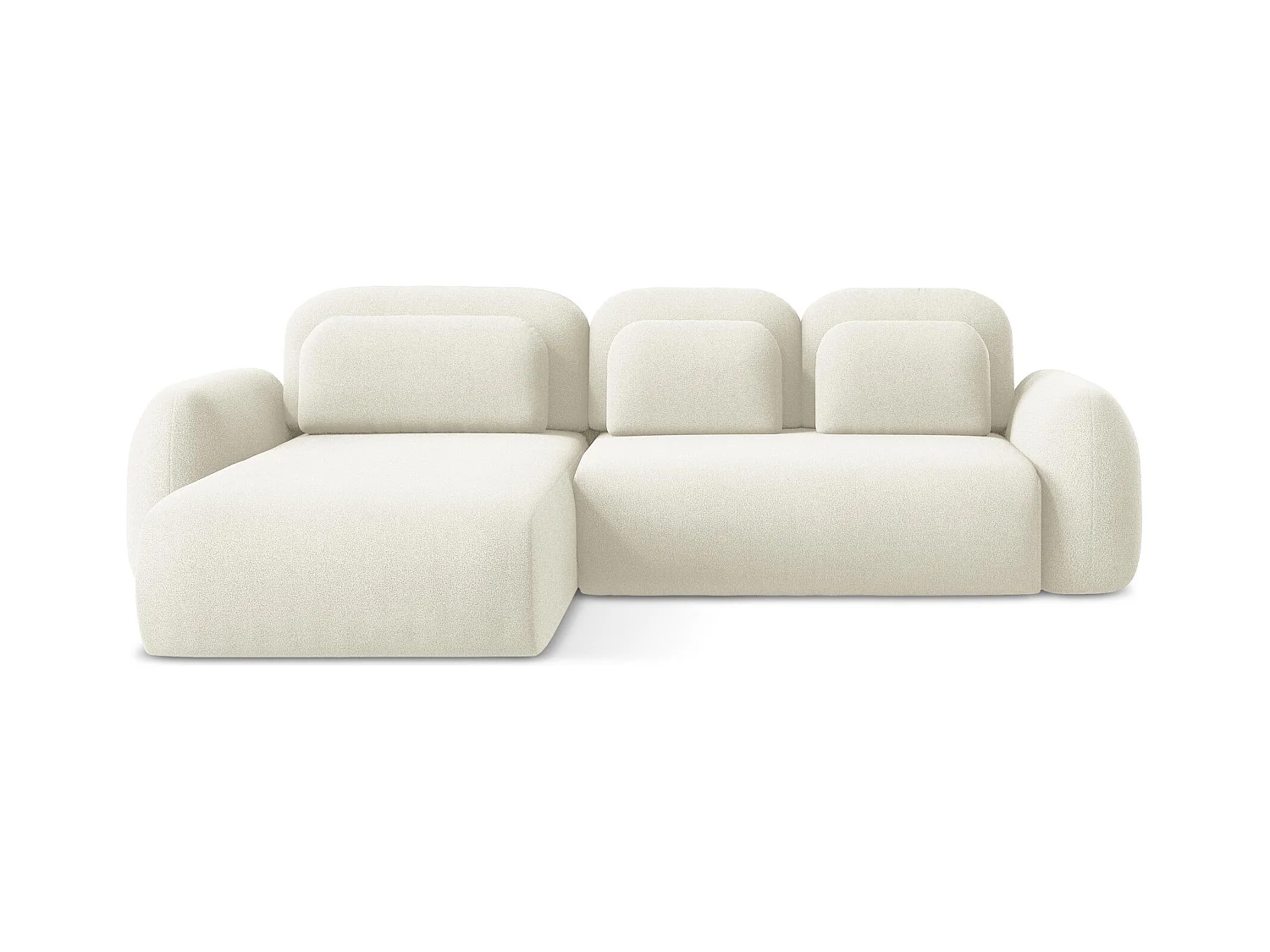 Canapé d’angle 3 places gauche convertible en tissu bouclette - beige clair - LOHI