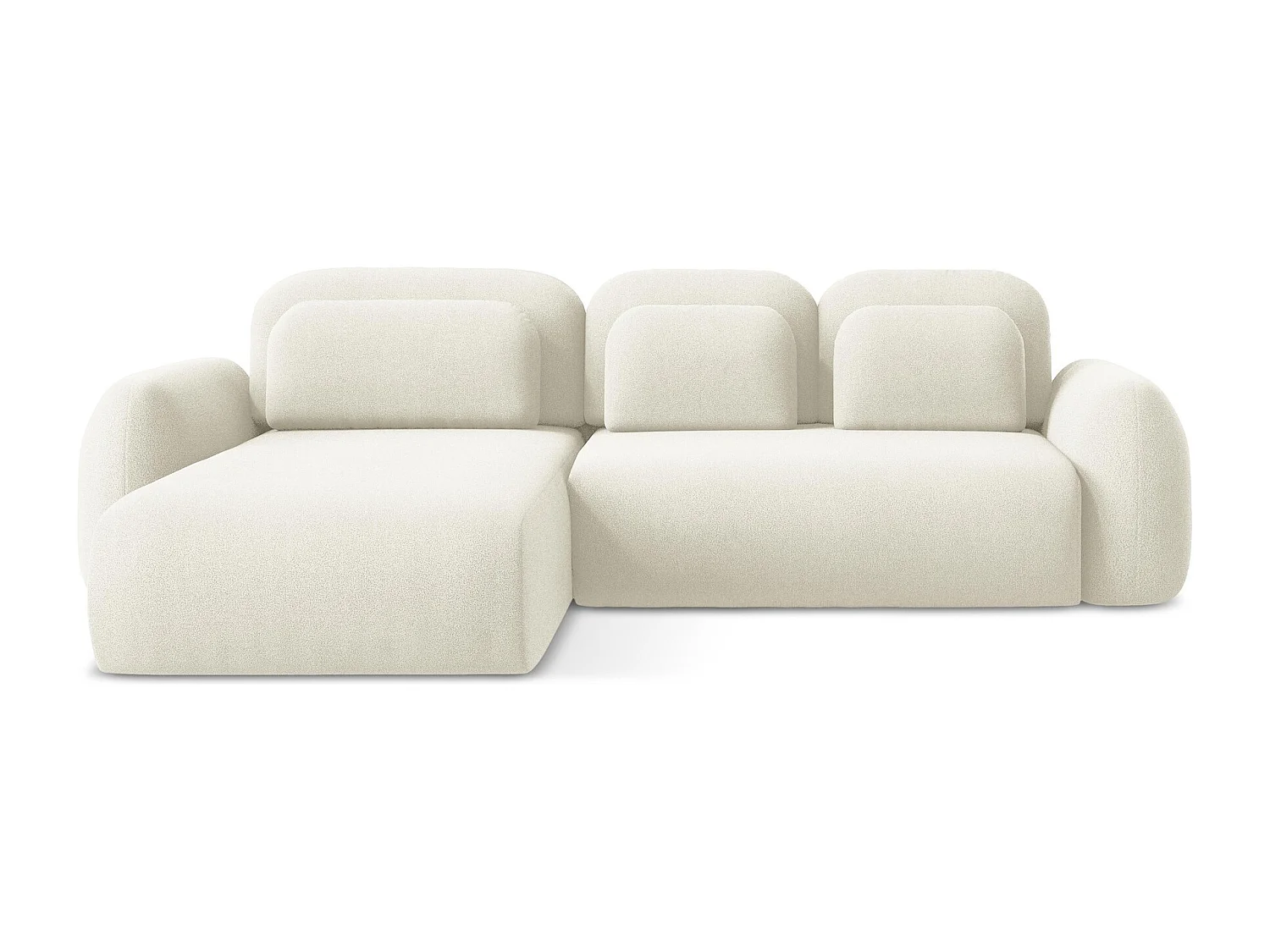 Canapé d’angle 3 places gauche convertible en tissu bouclette - beige clair - LOHI