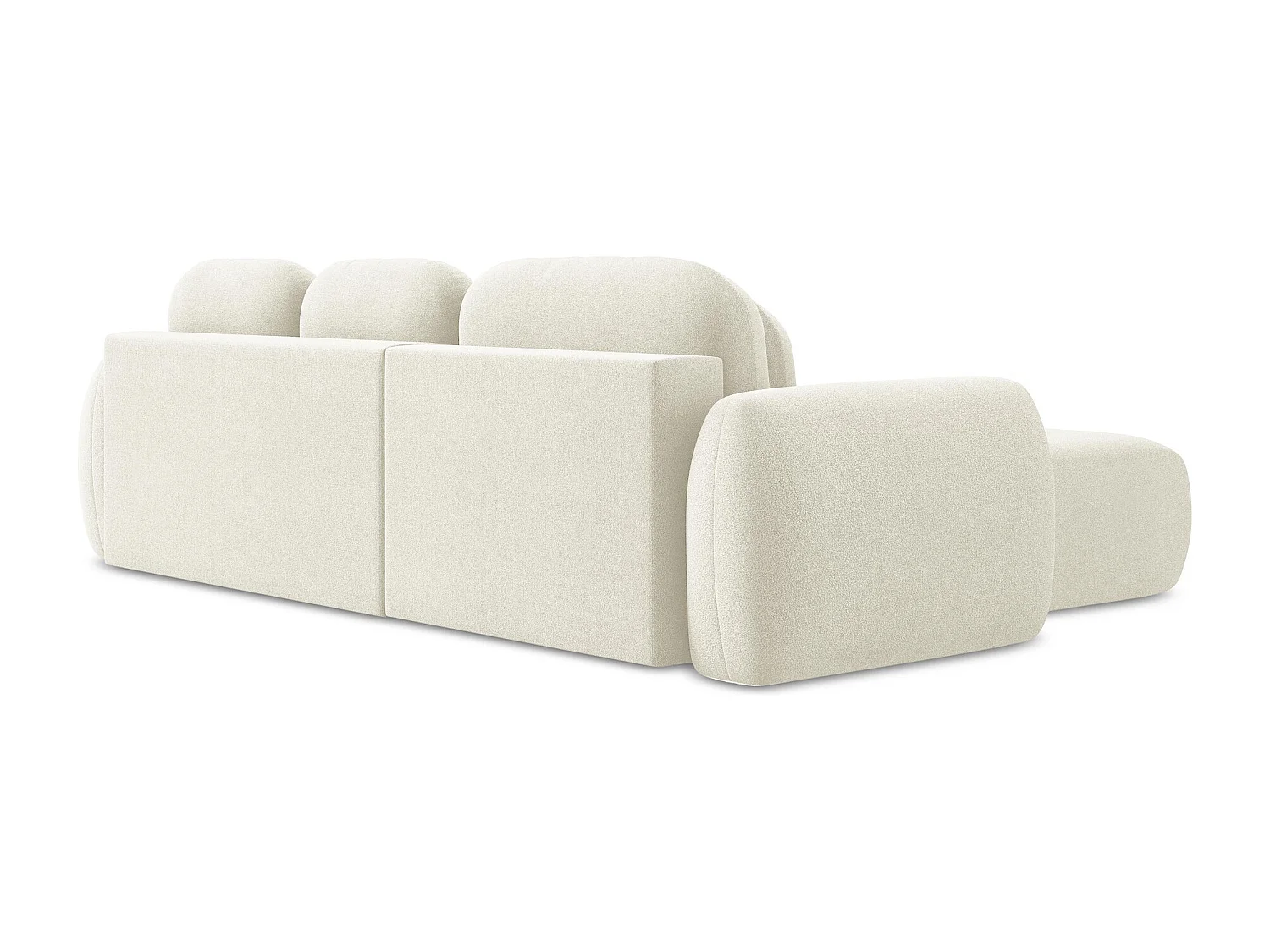 Canapé d’angle 3 places gauche convertible en tissu bouclette - beige clair - LOHI