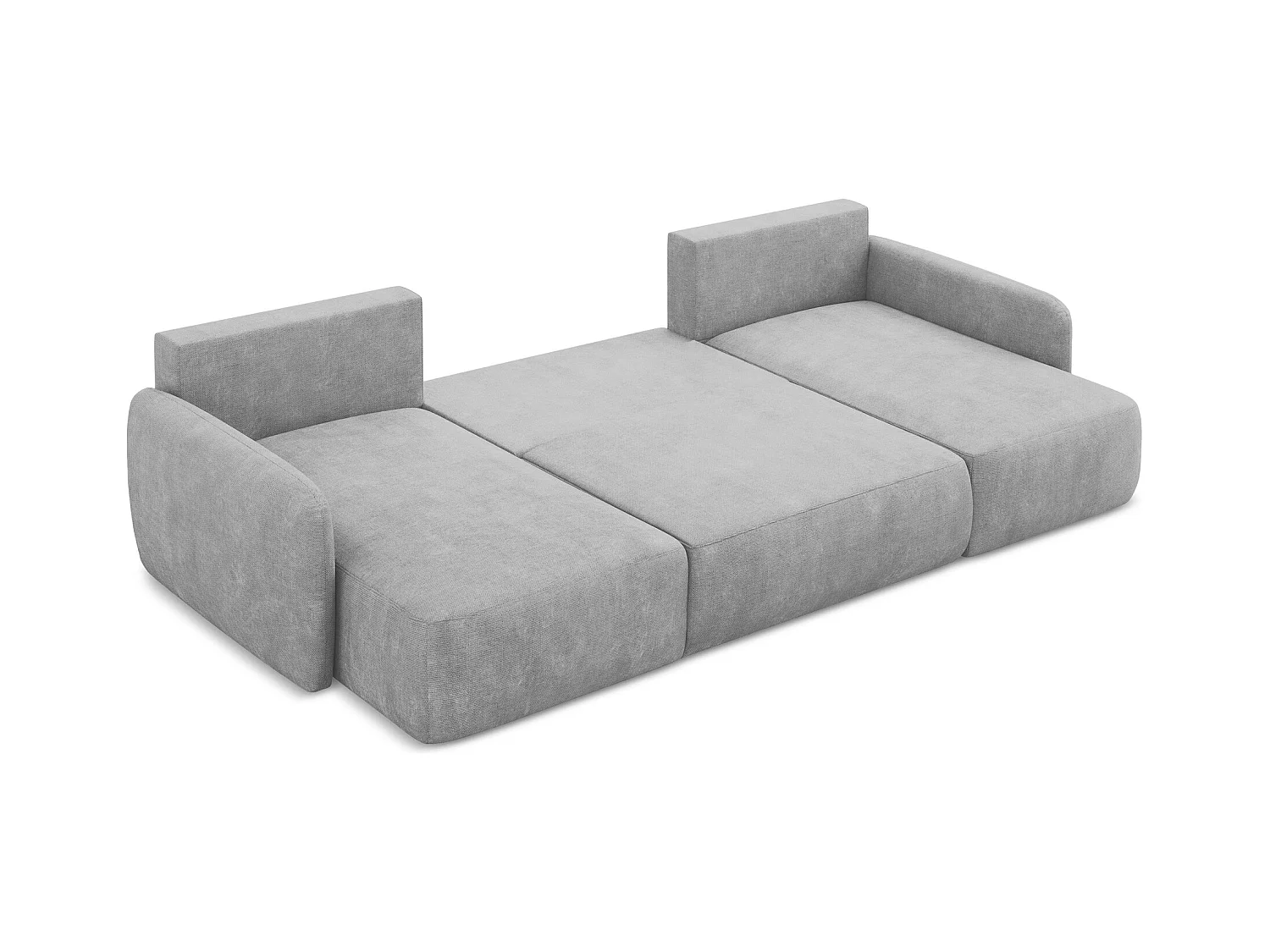 Canapé panoramique 4 places convertible en tissu chenille - gris clair - LILO