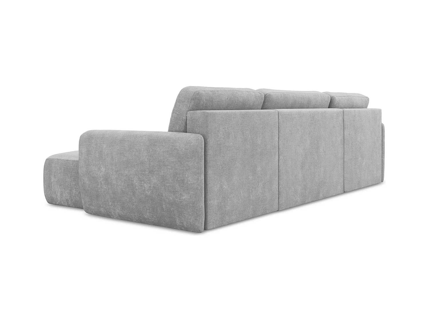 Canapé panoramique 4 places convertible en tissu chenille - gris clair - LILO