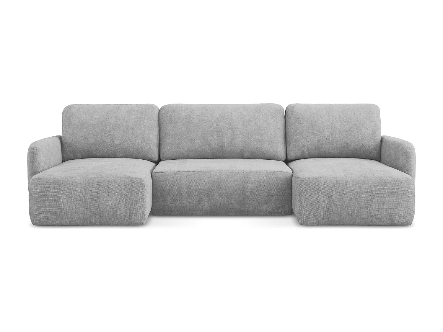 Canapé panoramique 4 places convertible en tissu chenille - gris clair - LILO