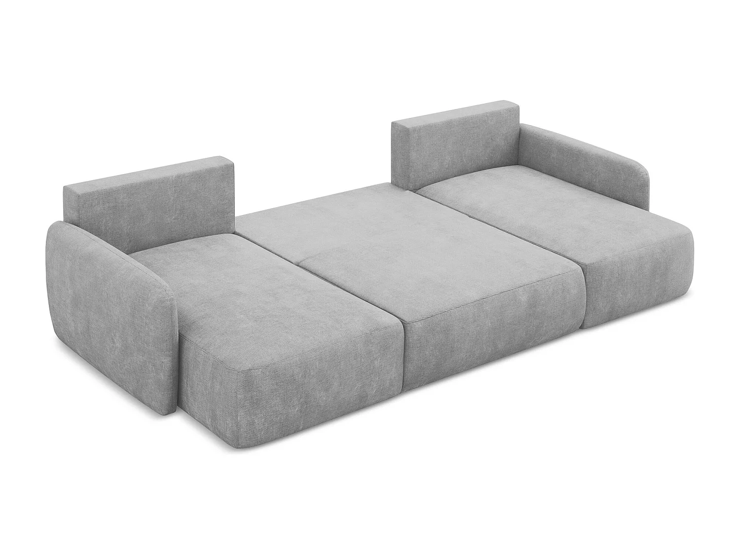 Canapé panoramique 4 places convertible en tissu chenille - gris clair - LILO