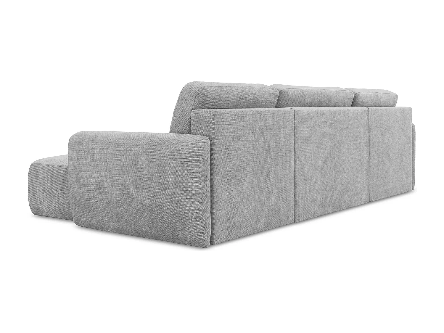Canapé panoramique 4 places convertible en tissu chenille - gris clair - LILO