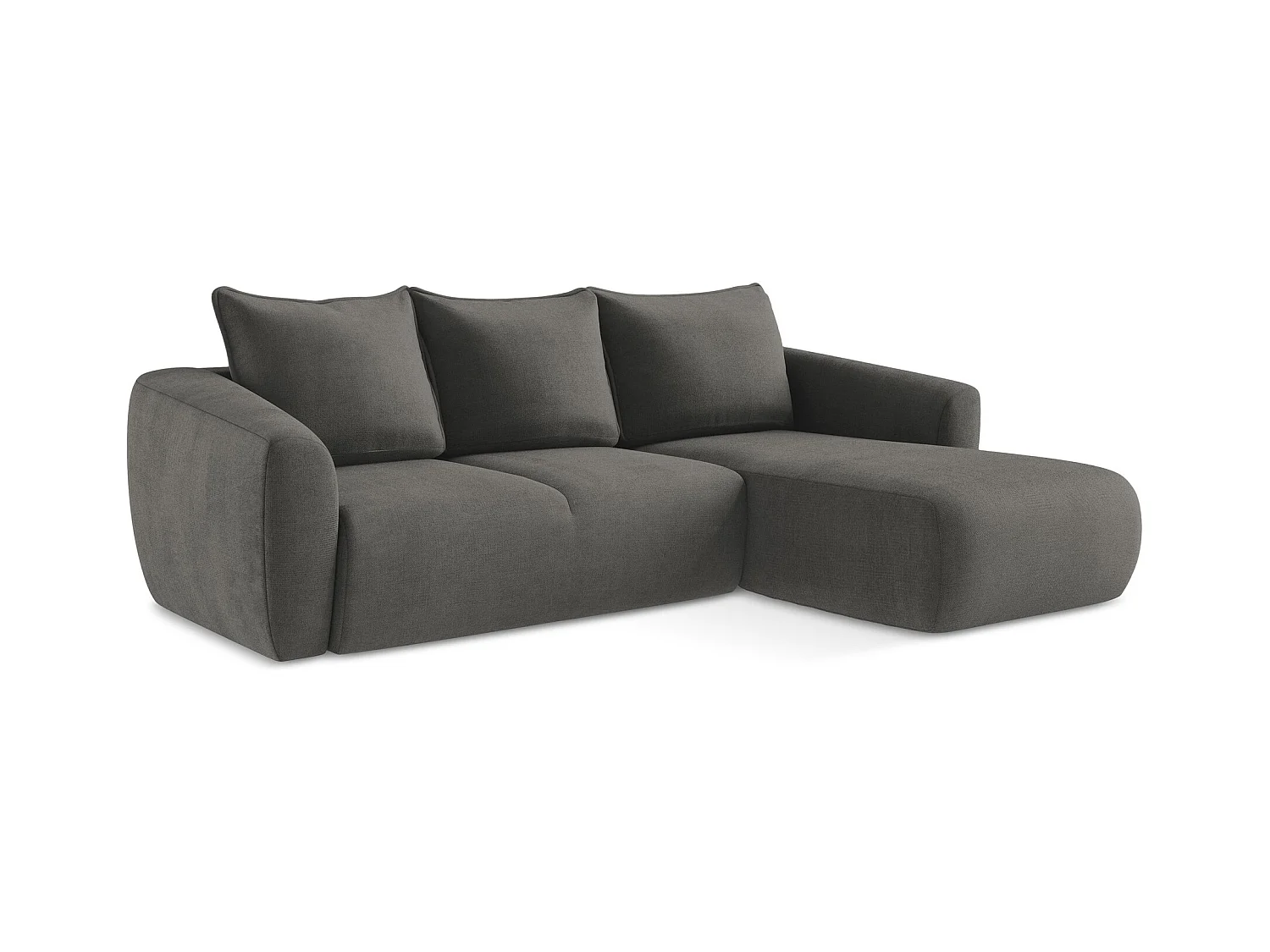 Ecksofa mit Schlaffunktion - Ecke Rechts - Strukturstoff - Dunkelgrau - GUAVA