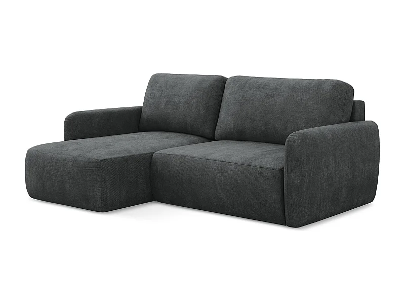 2-Sitzer Ecksofa mit Schlaffunktion - Ecke Links - Chenille - Dunkelgrau - LILO