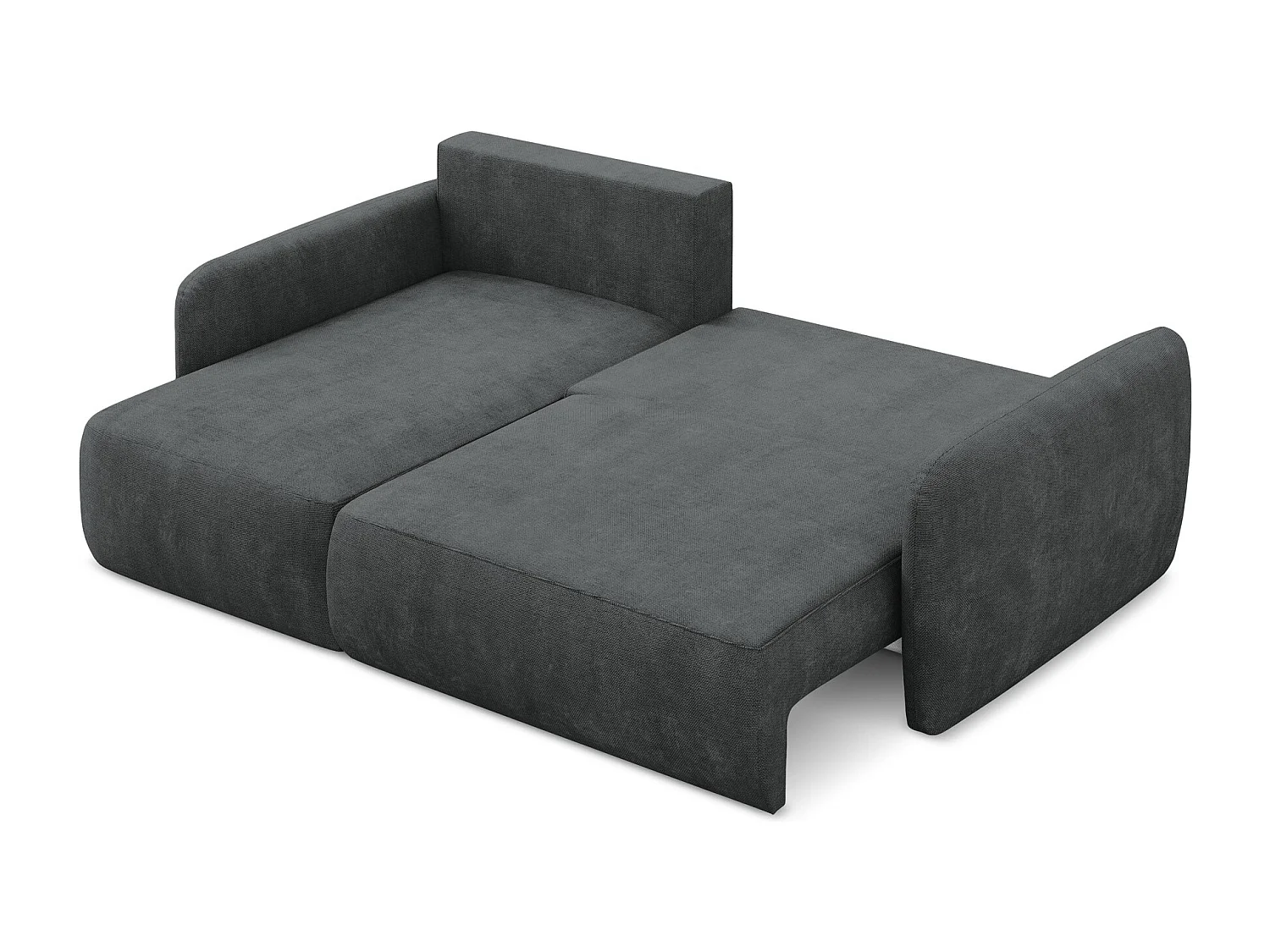 Canapé d’angle 2 places gauche convertible en tissu chenille - gris foncé - LILO