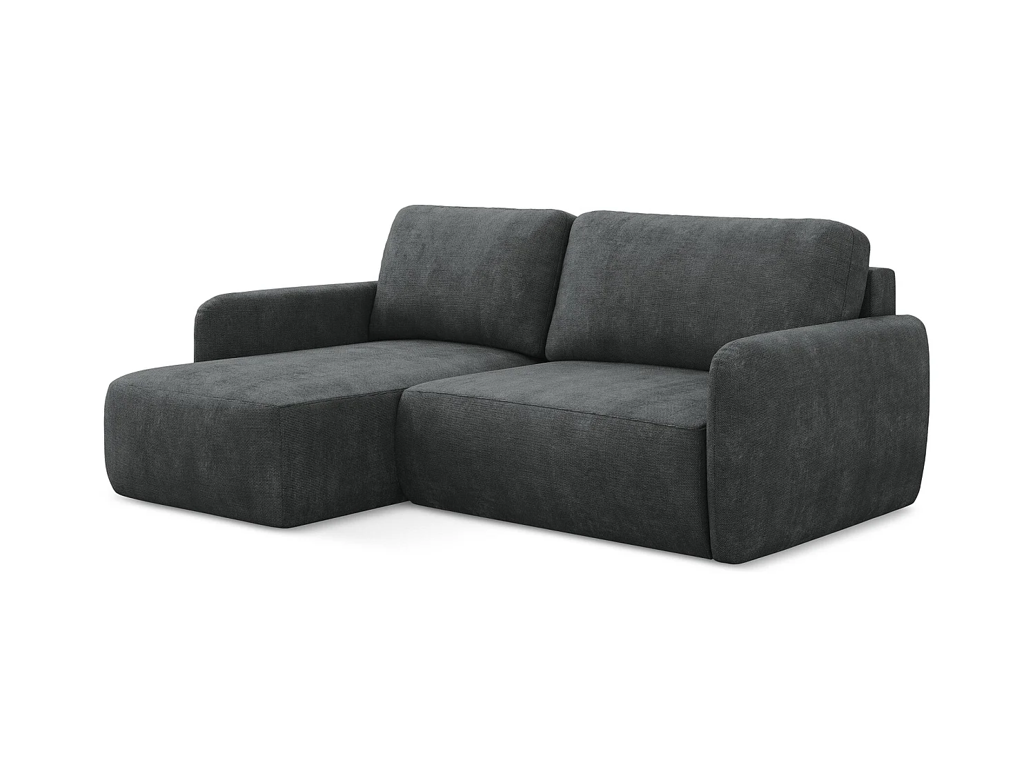 2-Sitzer Ecksofa mit Schlaffunktion - Ecke Links - Chenille - Dunkelgrau - LILO