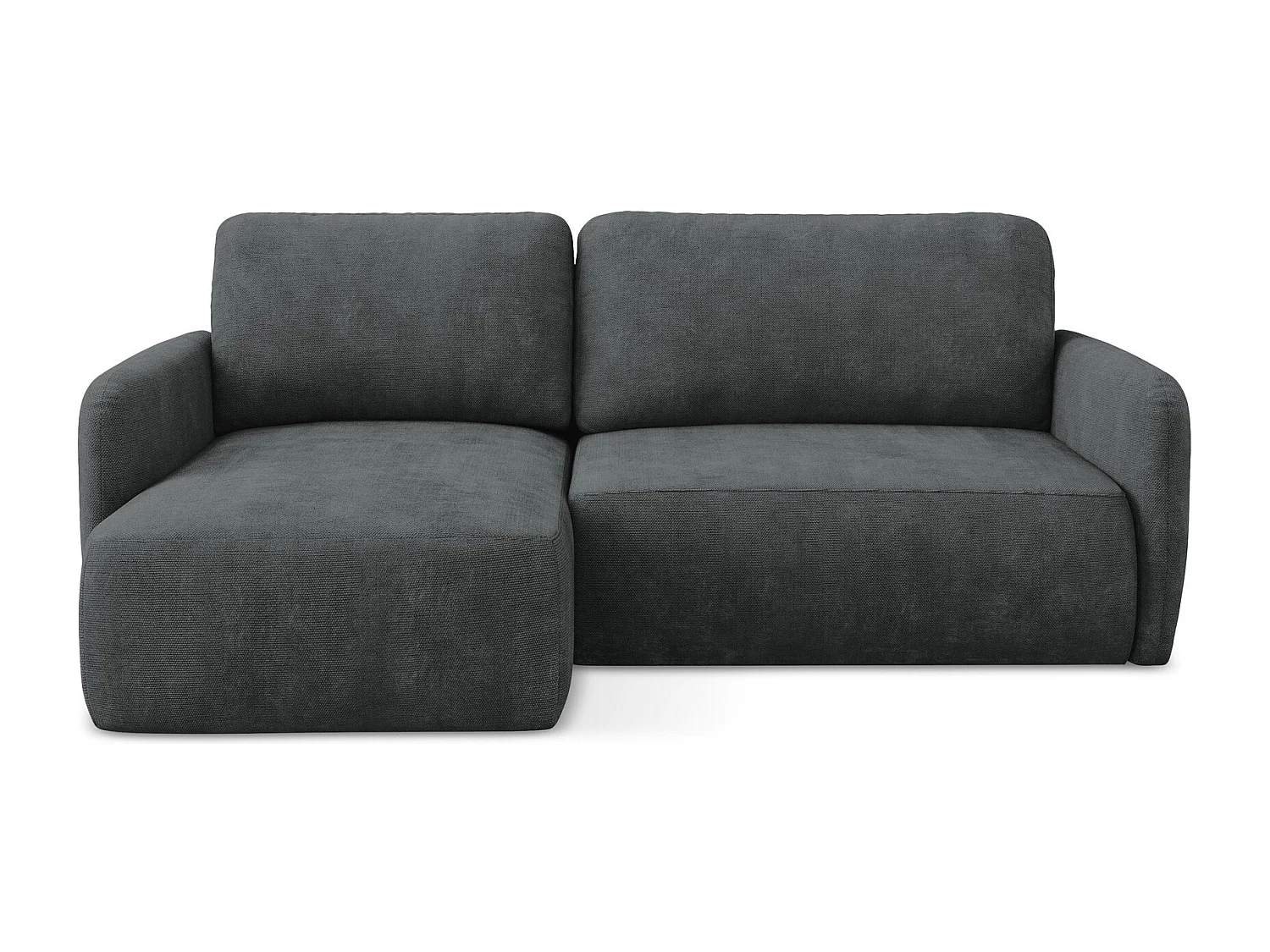 Canapé d’angle 2 places gauche convertible en tissu chenille - gris foncé - LILO