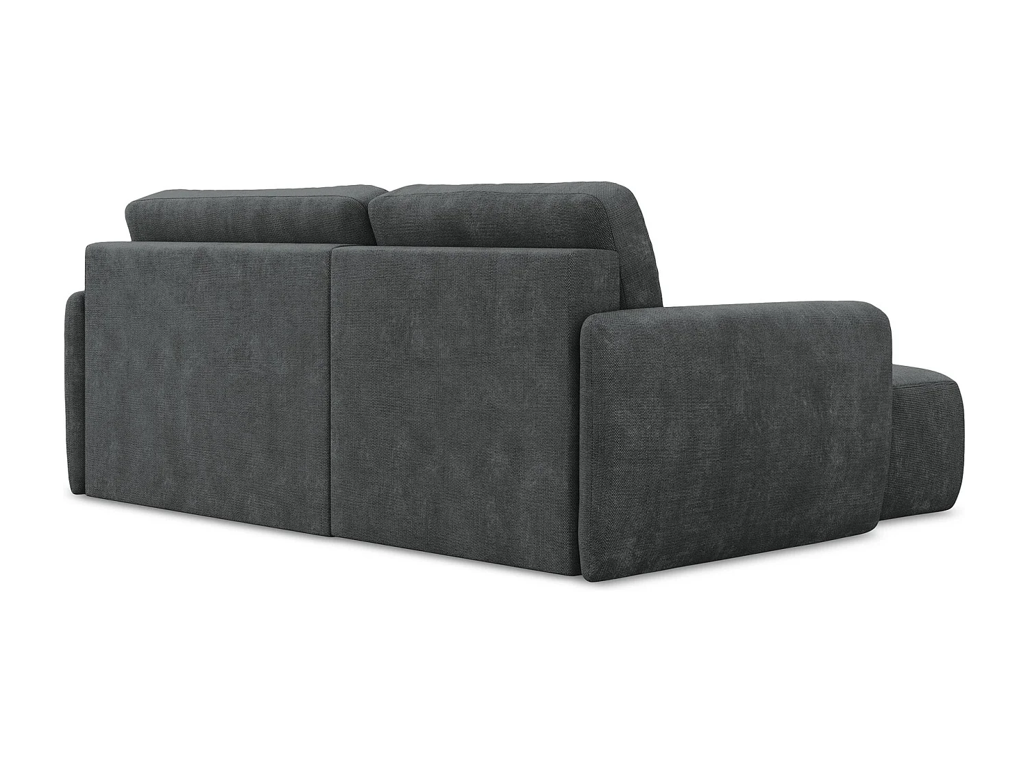 Canapé d’angle 2 places gauche convertible en tissu chenille - gris foncé - LILO