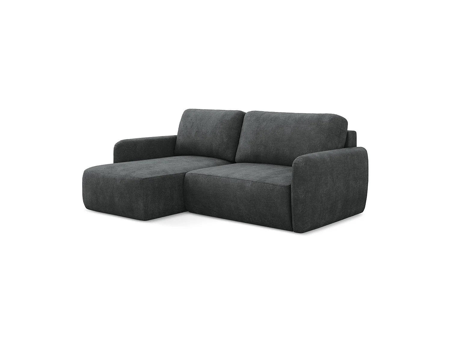 Canapé d’angle 2 places gauche convertible en tissu chenille - gris foncé - CORLE