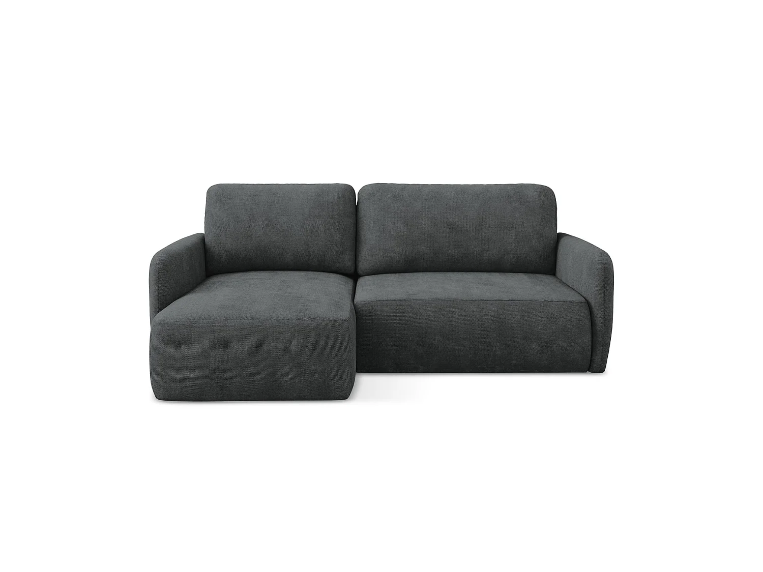 Canapé d’angle 2 places gauche convertible en tissu chenille - gris foncé - CORLE