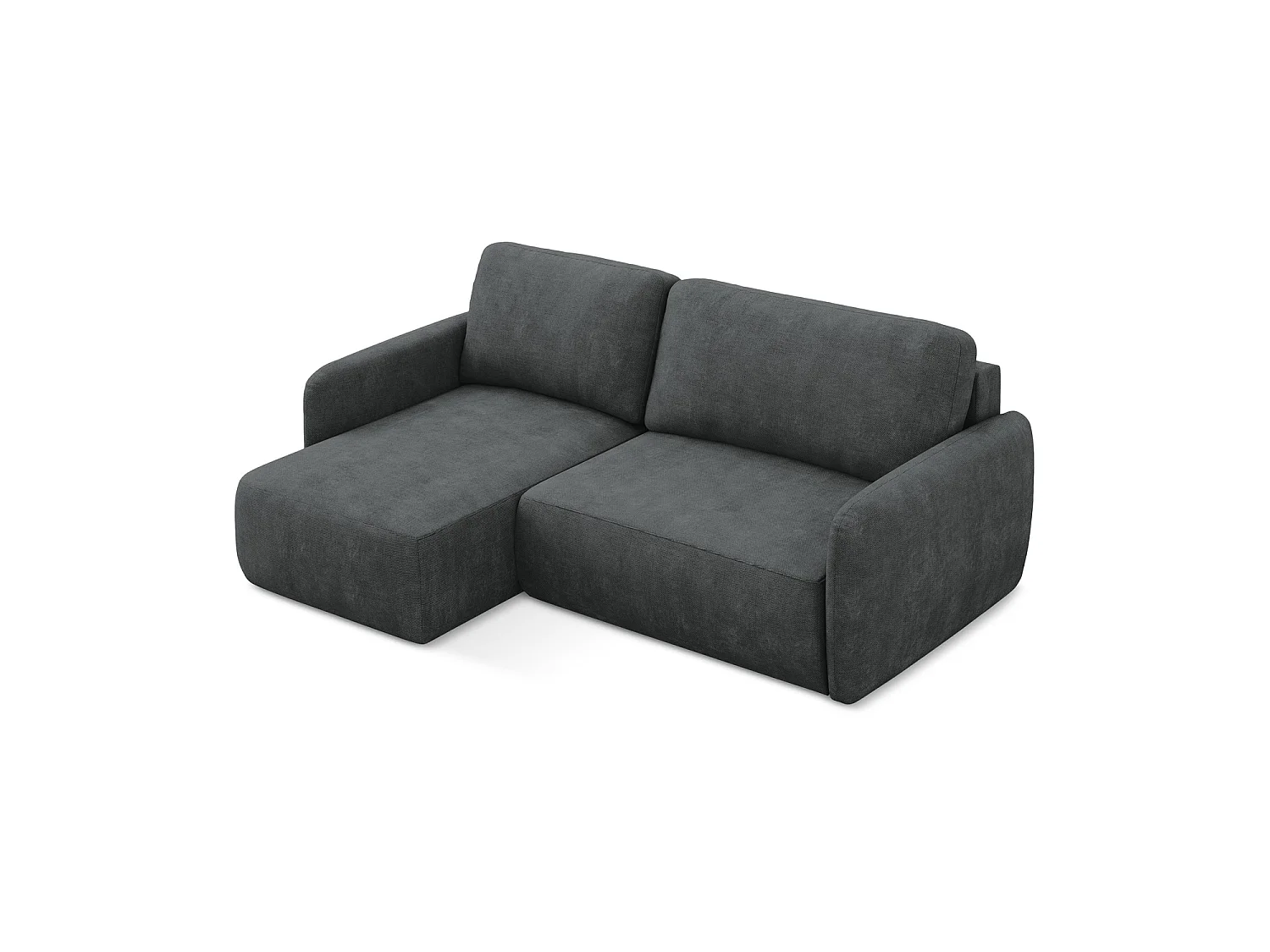 Canapé d’angle 2 places gauche convertible en tissu chenille - gris foncé - CORLE