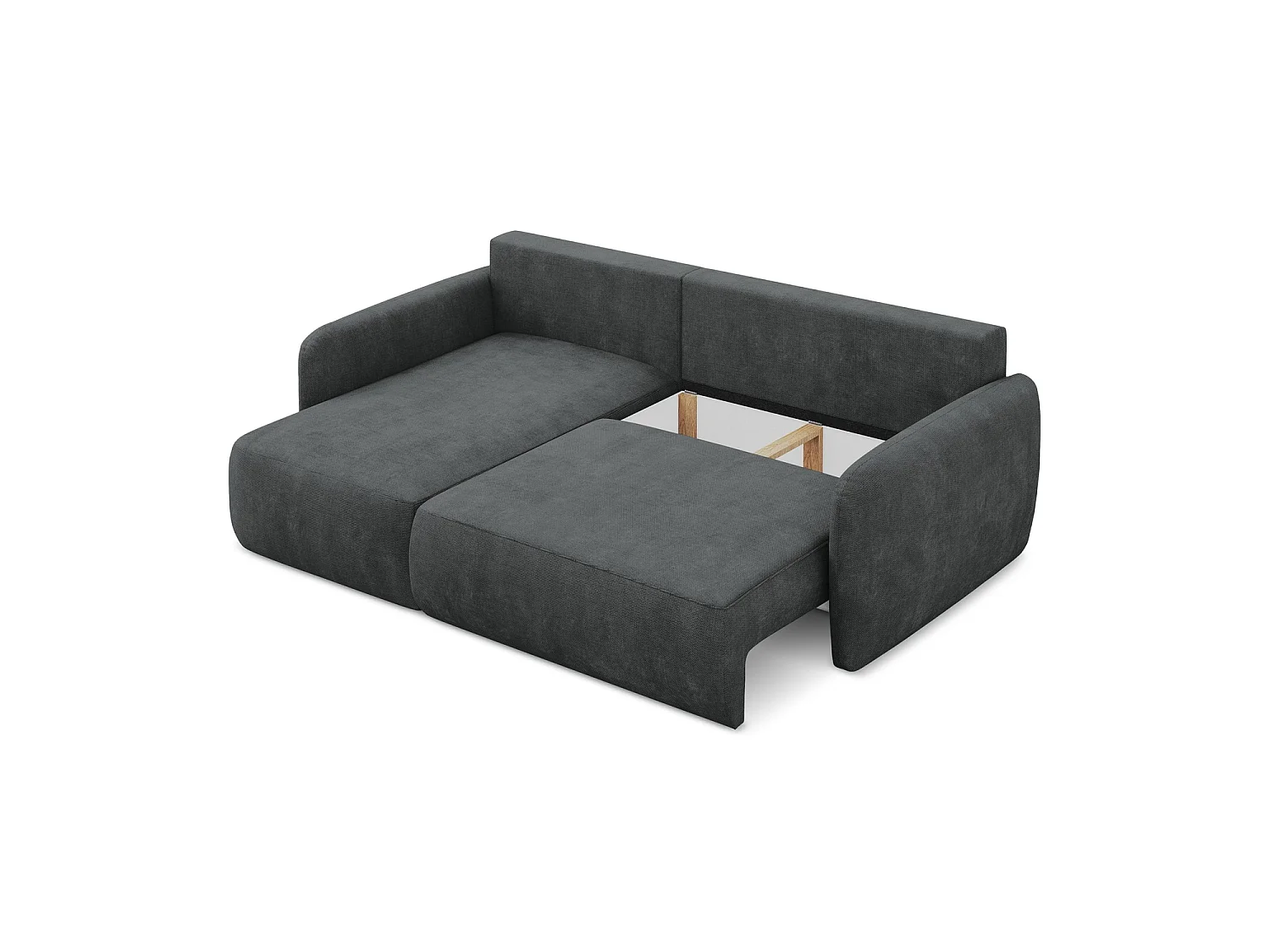 Canapé d’angle 2 places gauche convertible en tissu chenille - gris foncé - CORLE