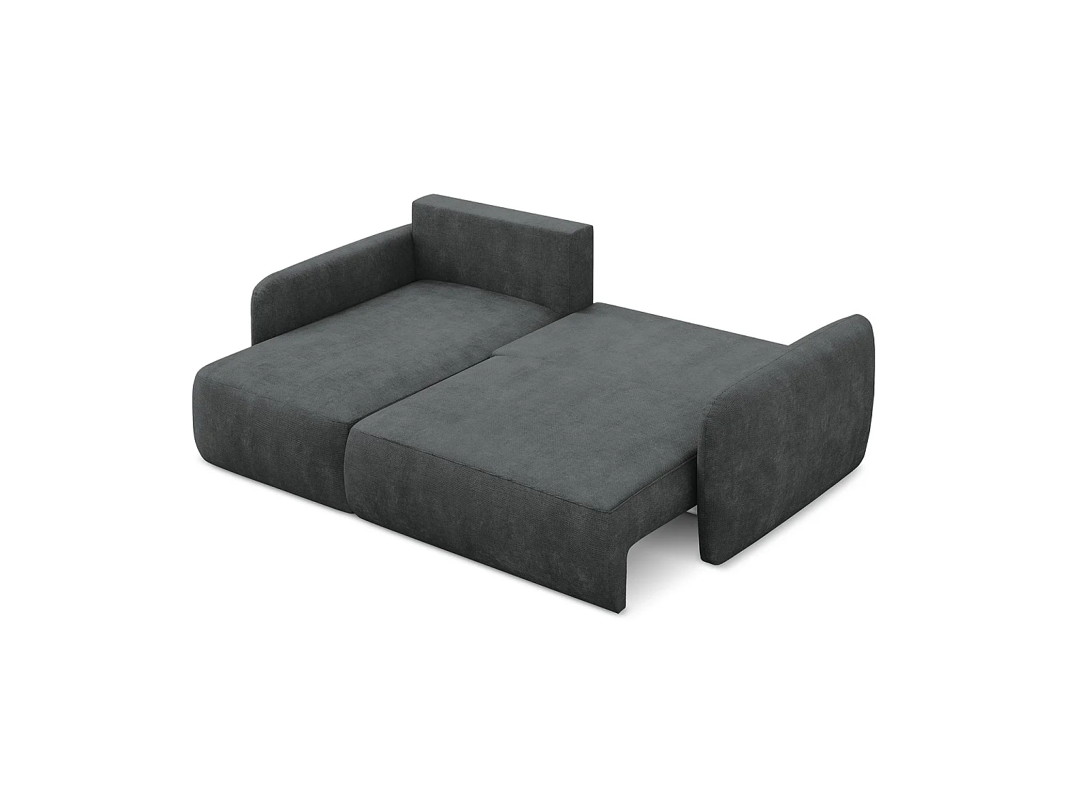 Canapé d’angle 2 places gauche convertible en tissu chenille - gris foncé - CORLE
