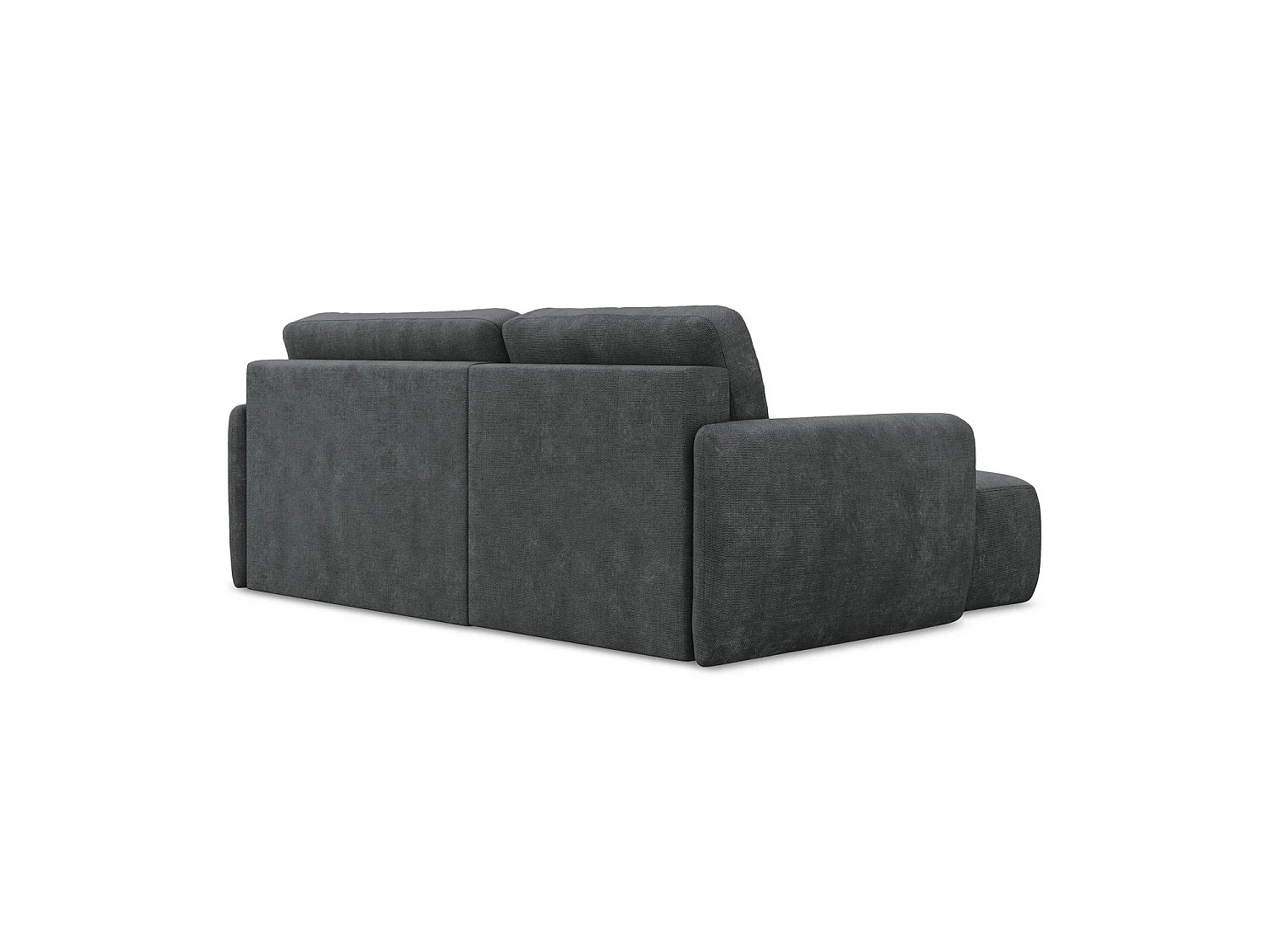 Canapé d’angle 2 places gauche convertible en tissu chenille - gris foncé - CORLE