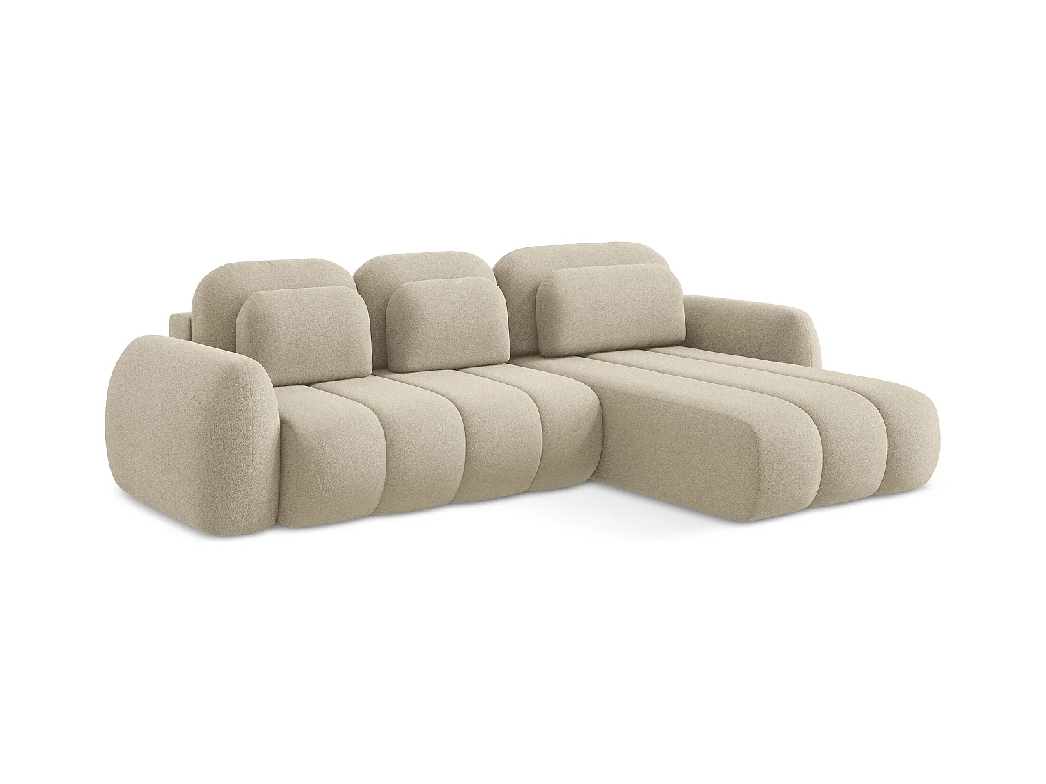 Ecksofa mit Schlaffunktion - Ecke Rechts - Bouclé - Dunkelbeige - PELE