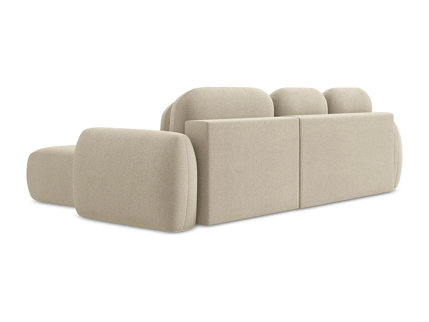 Canapé d'angle droit convertible en tissu bouclette - beige foncé - PELE