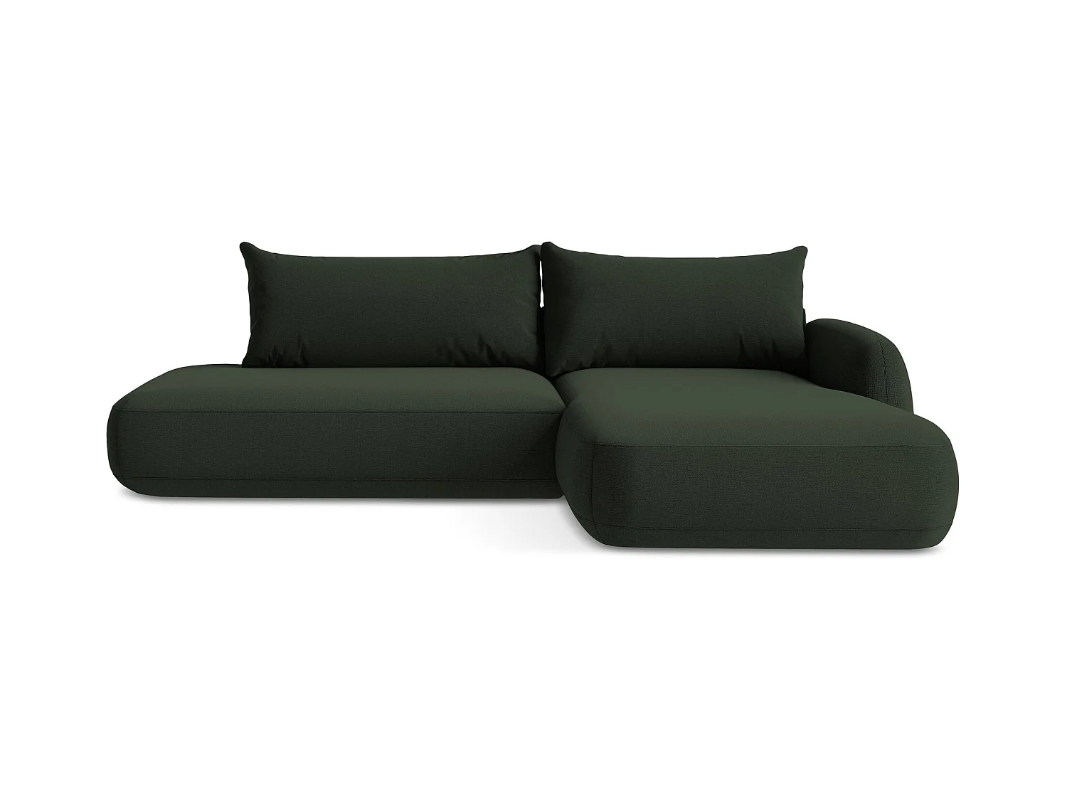 Canapé d'angle droit convertible en tissu texturé - bouteille verte - HALE